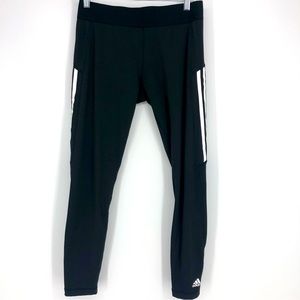 Adidas Aeroready Black Pants Tights Leggings Size Large Elastic Band Waist Logo